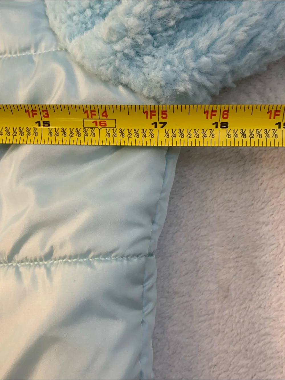 Justice Girls 12/14 Light Blue Hooded Puffer with Fleece/Serpa Sleeves